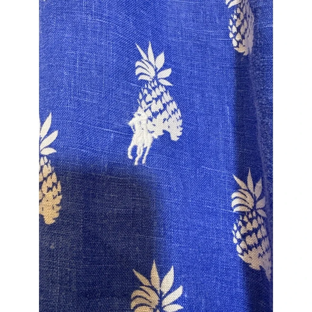 Polo Ralph Lauren Button Up Shirt Blue Pineapple Print 1XB Resort Hawiian Beach
